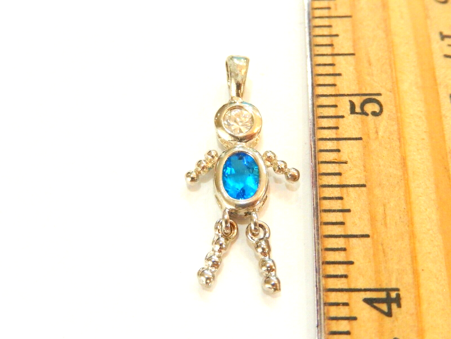 Blue Topaz December Sterling Silver Birthstone Baby Boy Pendant / Charm