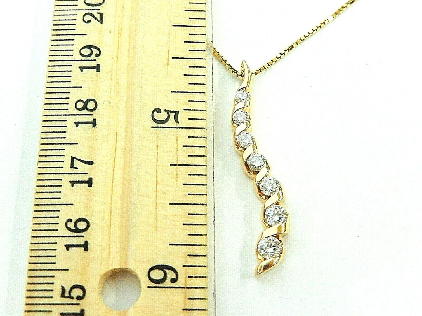 *VINTAGE*14K Yellow Gold 3/4 CT Graduated VS Diamond Necklace 14K YG 18" Chain