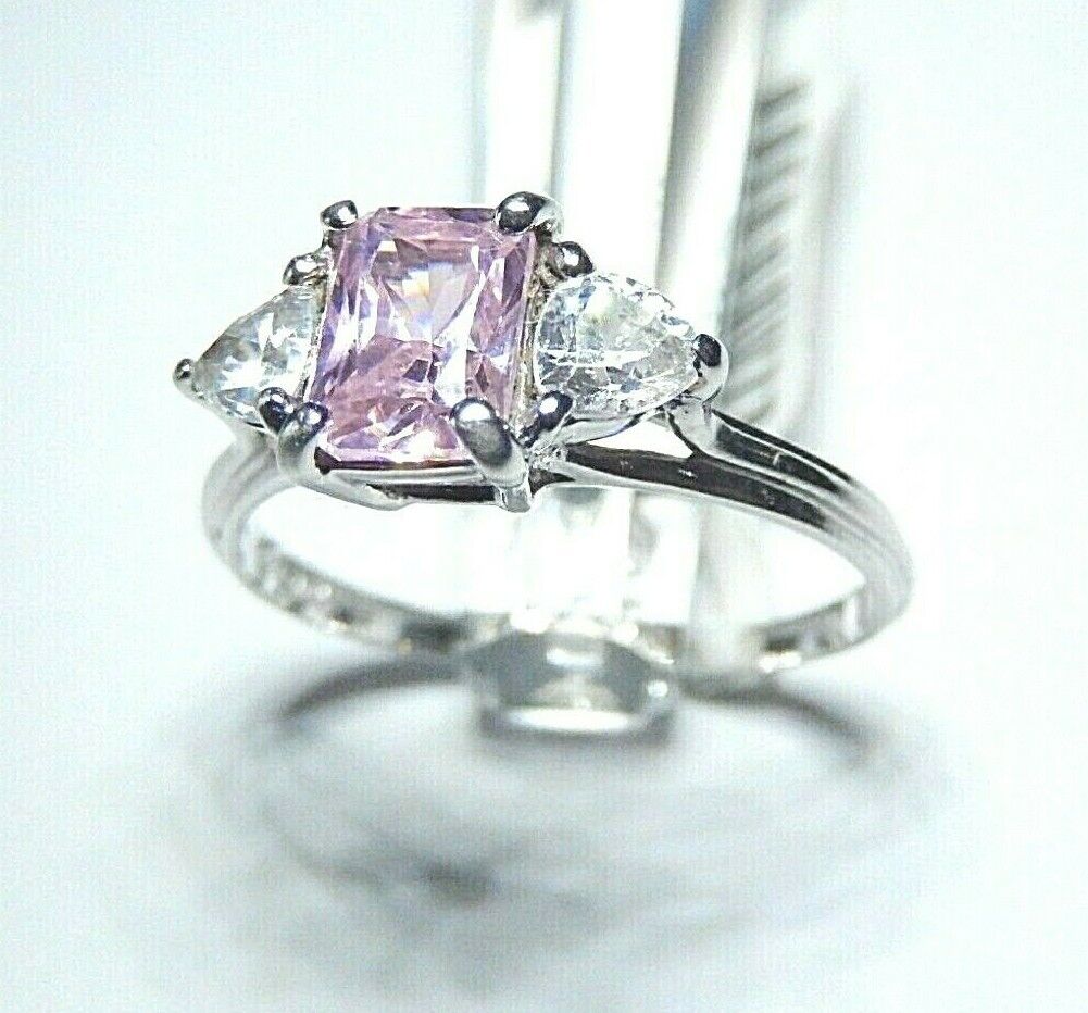 *NWT* 10K WHITE GOLD 1.50CT  PINK SAPPHIRE & DIAMOND RING SIZE 9.5