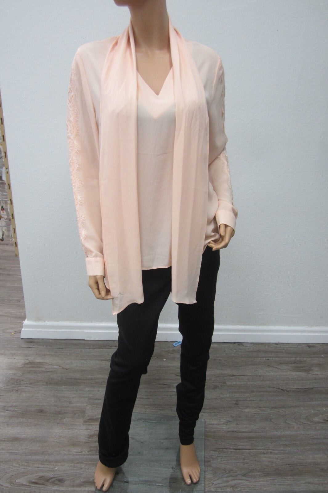 CATO Womens Size Large Long Sleeve Chiffon Coral Blouse Top