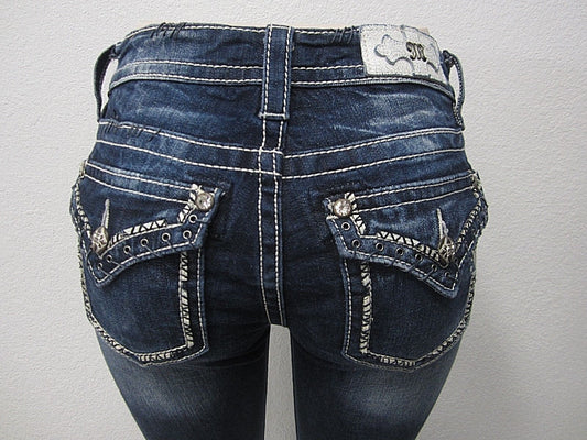 NWT Miss Me Jeans MP7273T Mid Rise Straight Med Blue Jeans Size 24 x 33.5