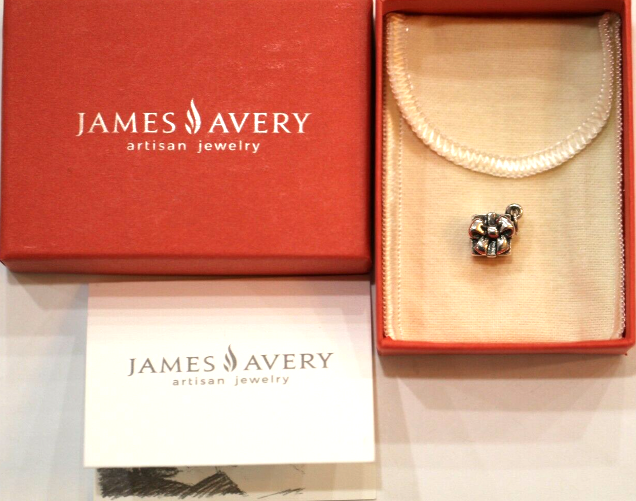 *RETIRED* - James Avery Sterling 3D Birthday / Christmas Present Gift Box Charm