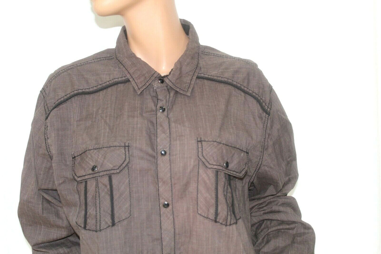 Men’s BUCKLE BLACK Standard Fit Black Pearl Snap Button Up Shirt •SizeX L *EUC