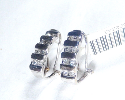 *VINTAGE*  14K White Gold 1/2 CT Natural Diamond Women's Lever Back Earrings