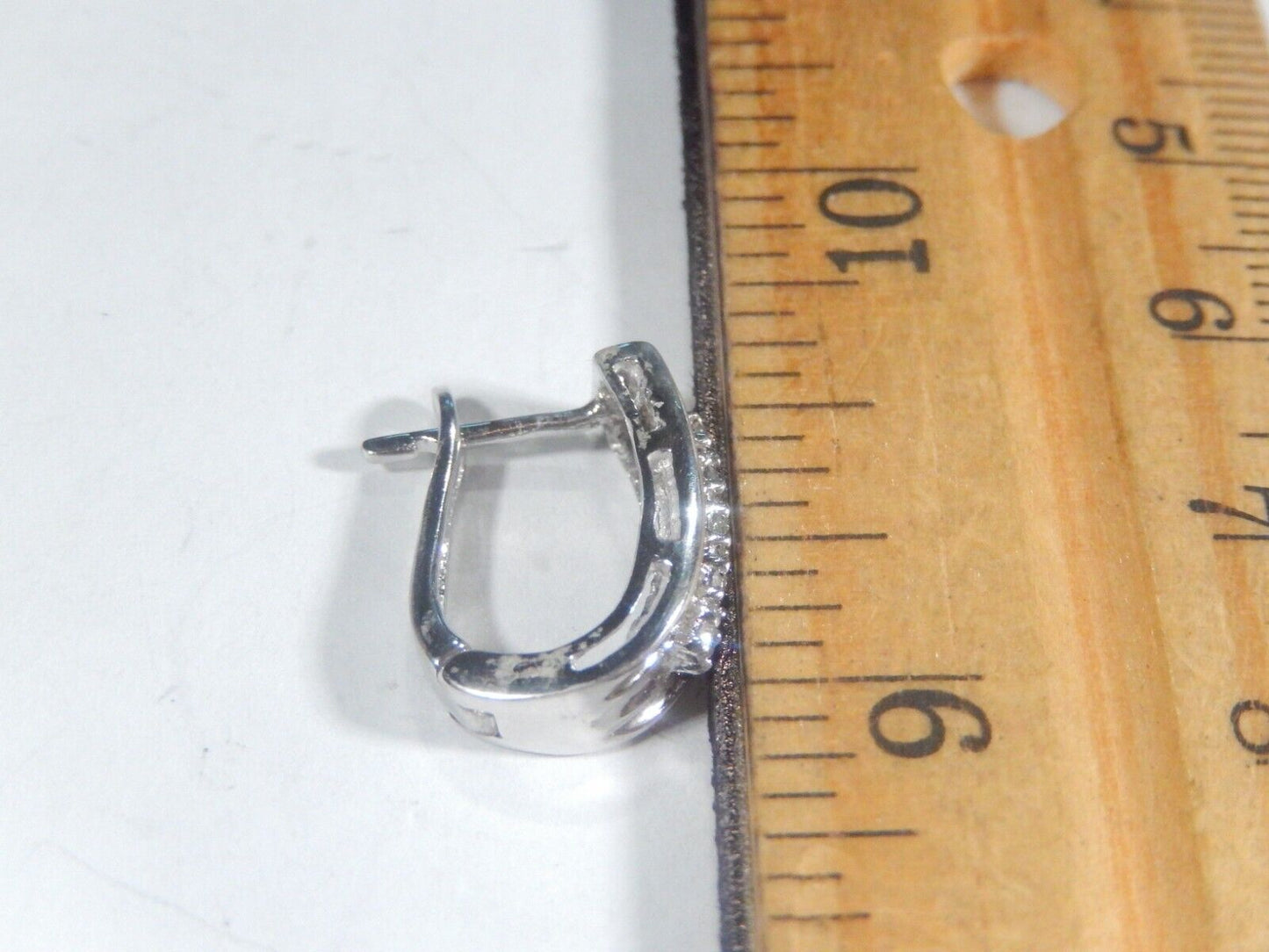 14K White Gold .50CT NATURAL ROUND &BAGUETTES DIAMOND CLUSTER EARRINGS