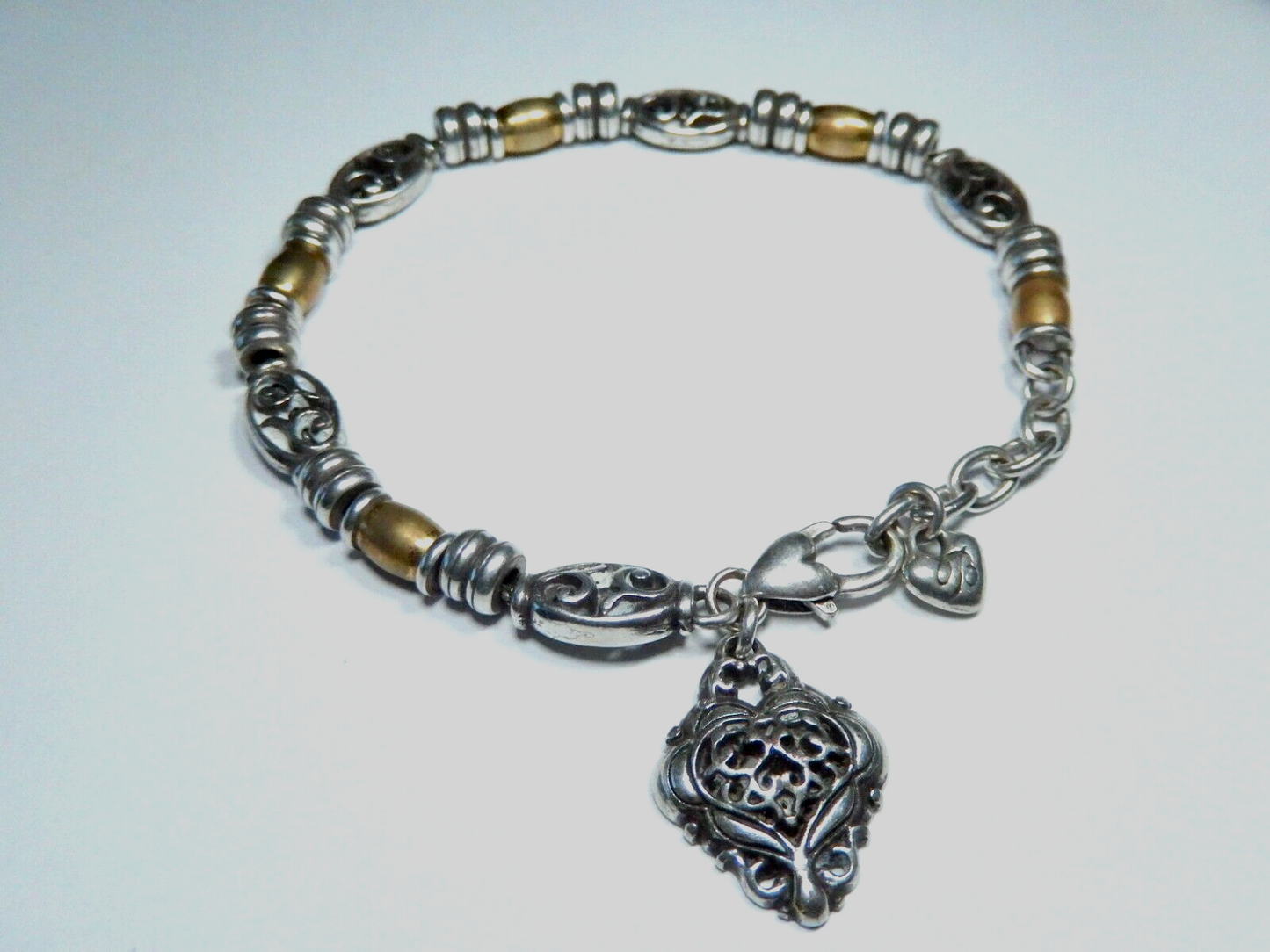 *RETIRED*  BRIGHTON SYMPHONY Heart Silver Gold 2 Tone Retired BRACELET