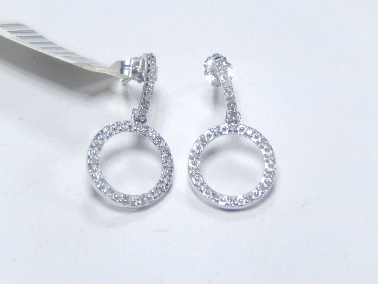 10K White Gold 1/3ct Cluster Diamond Dangle Earrings