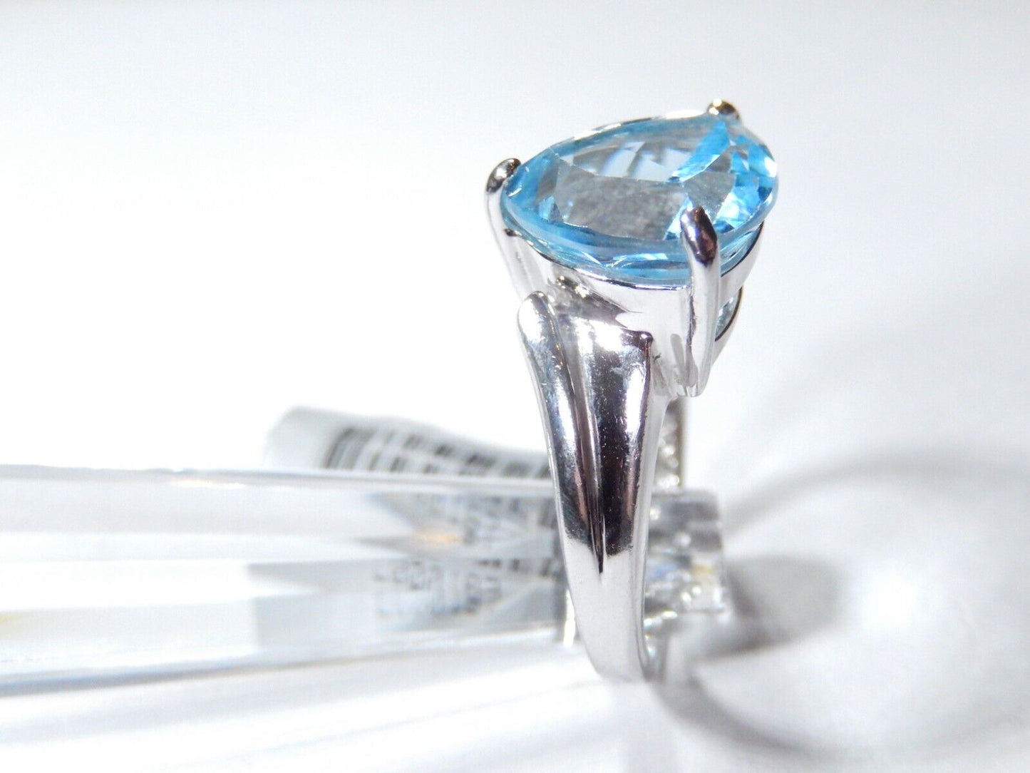 6.00 CT Trillion Cut Swiss Blue Topaz Ring Sterling Silver Sz 8