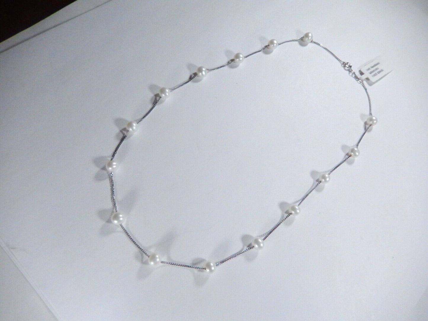 Mikimoto 14k White Gold Chain Stationary Pearl Necklace 16.25" Length