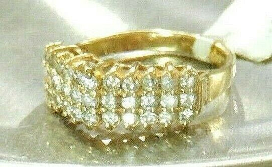 *VINTAGE*  LADIES 14K YELLOW GOLD PYRAMID DESIGN 1 CT T.W. DIAMOND RING SZ 8