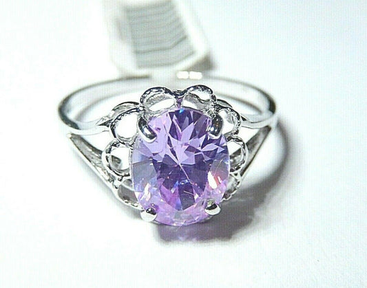 *NEW* 10K WHITE GOLD 2.00CT LAVENDER AMETHYST CZ  RING SIZE 7.25