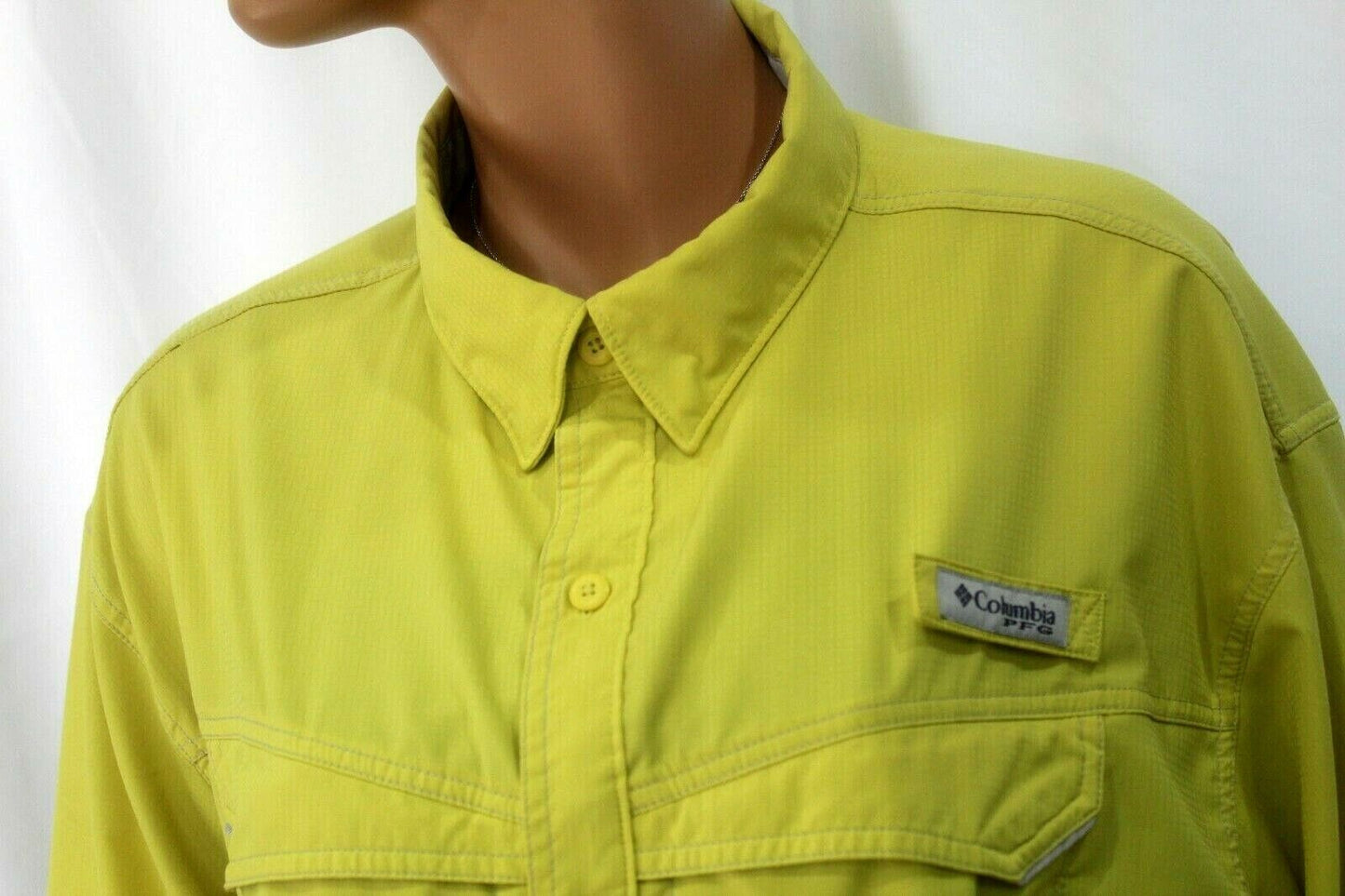 Columbia PFG Omni-Shade Yellow Vented Fishing Shirt Men's Large