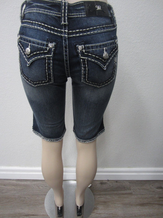 NWT MISS ME MID RISE BERMUDA MS5014M204 MEDIUM BLUE SHORTS SIZE 24 x 11