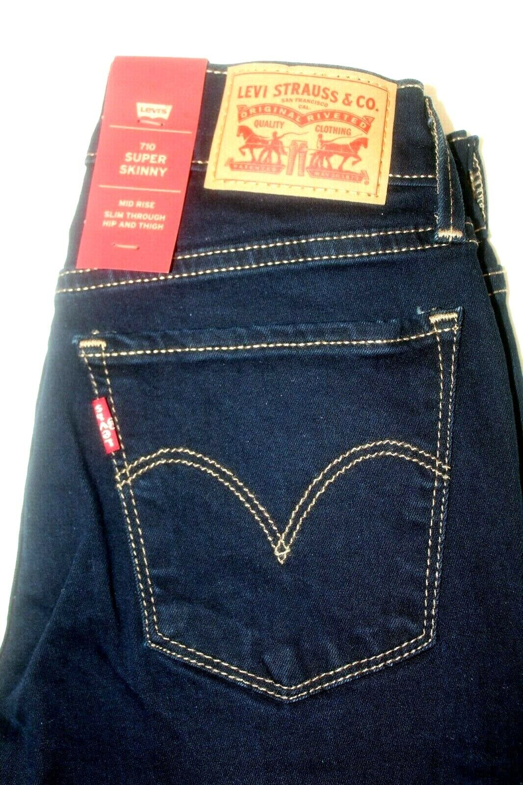 *NWT* $59. Levi's 710 Super Skinny Jeans Dark Wash Ladies Womens  Size W25 x L30