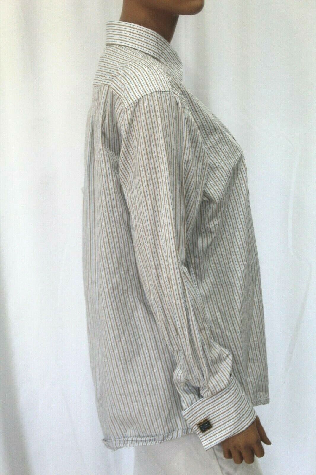 Michael Kors Men's 100% Cotton Dress Shirt French Cuff  Stripes Sz 16.5 x 34/35