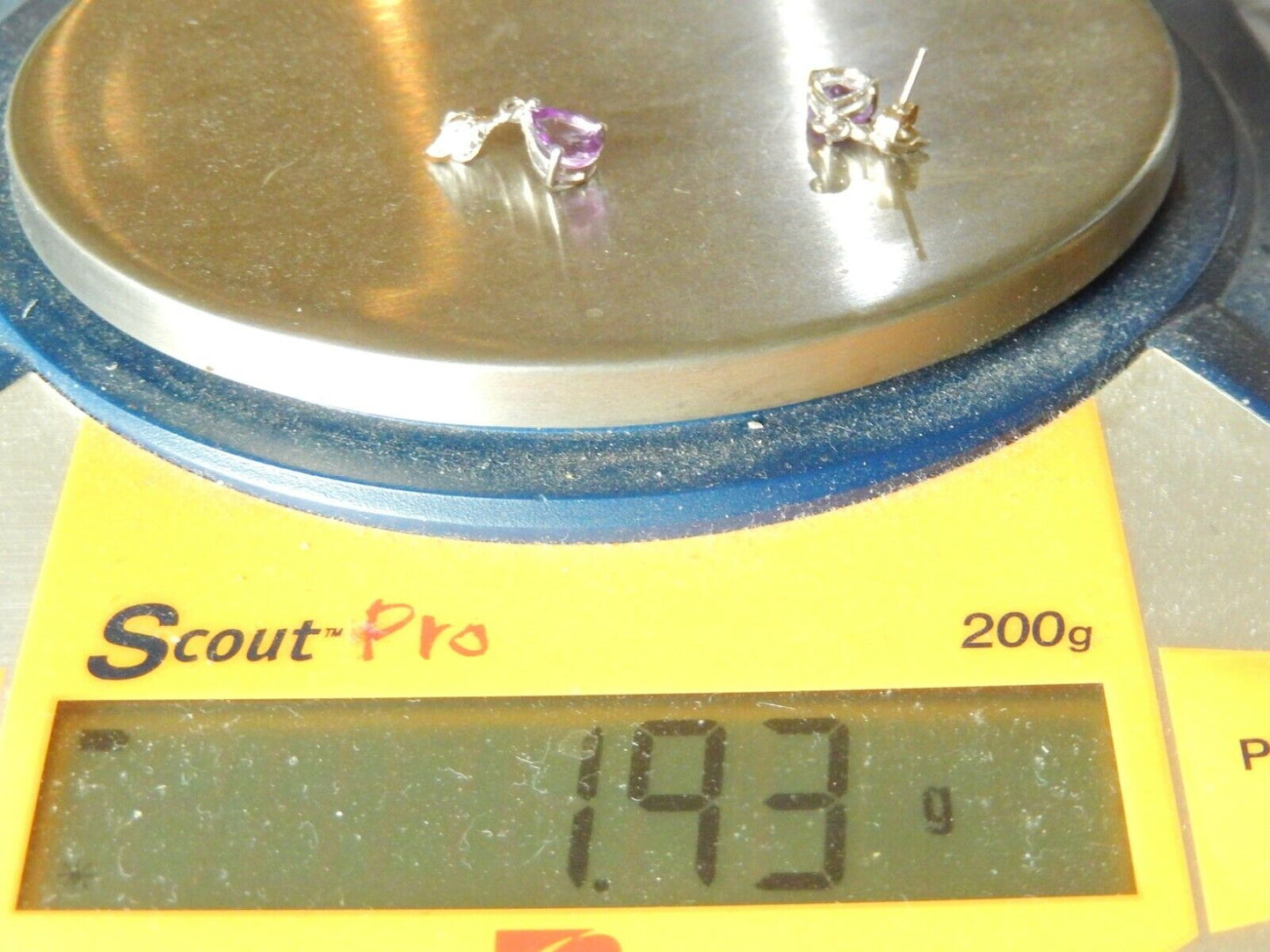 *NEW* 10K Solid White Gold 2.00CT Pear Amethyst & Diamond Drop Dangle Earrings