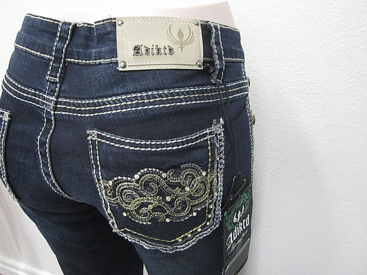 NWT Adiktd Womens Regular Mid-Rise Boot Cut Dark  ADJ1411617-R Jeans Size 31x34