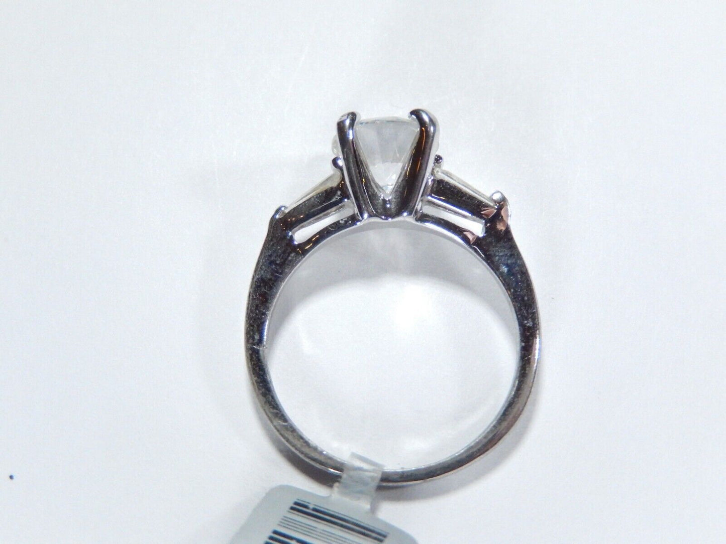 *VINTAGE*  STERLING SILVER  2.50 CT  Round Solitaire & Baguette CZ  Ring* SIZE 6