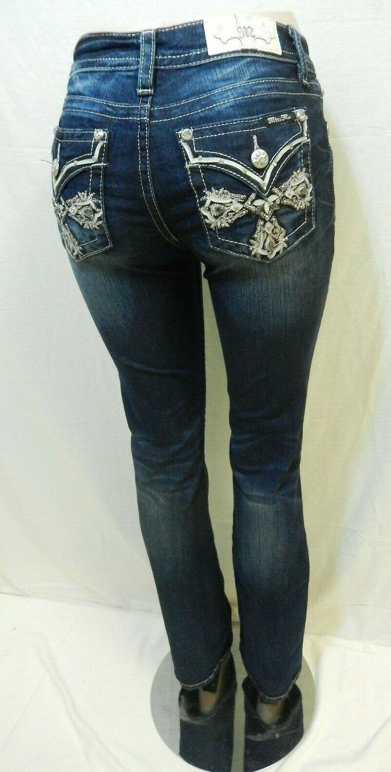 NWT  Miss Me M3295B Chloe Boot Embroidered Cross Pocket Jeans Size W26 x L34