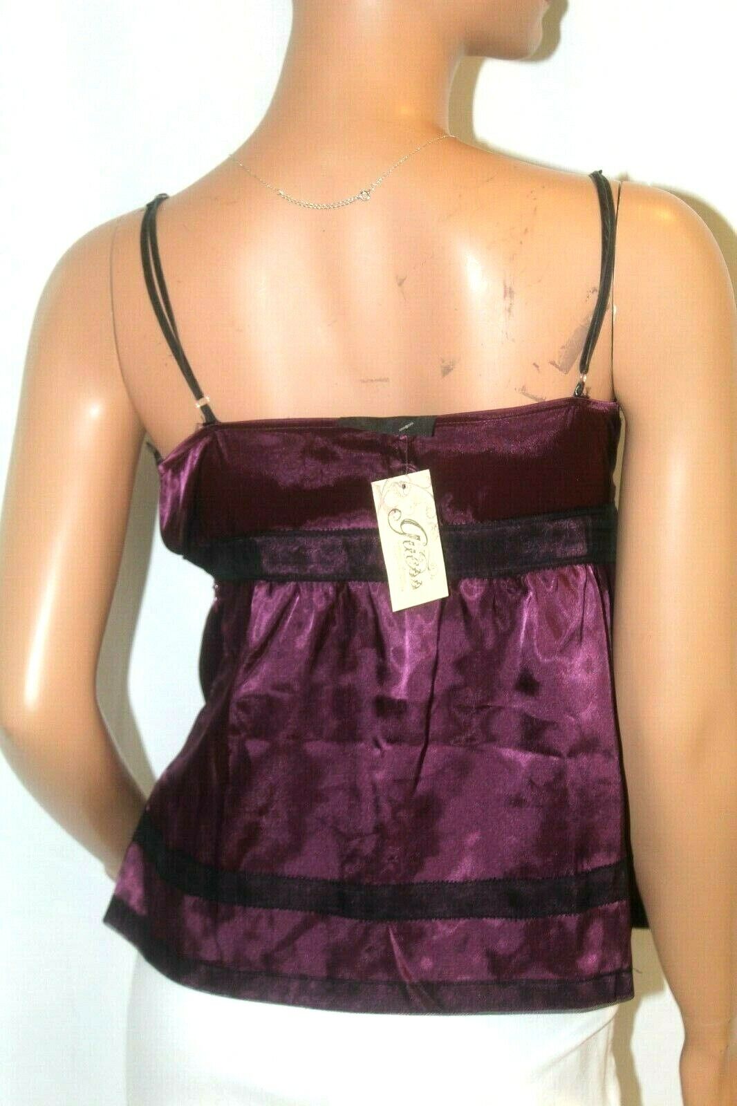 *NWT* GUESS  Women's Lace Trim Shiny Satin Camisole "SEXY" Top Size XS