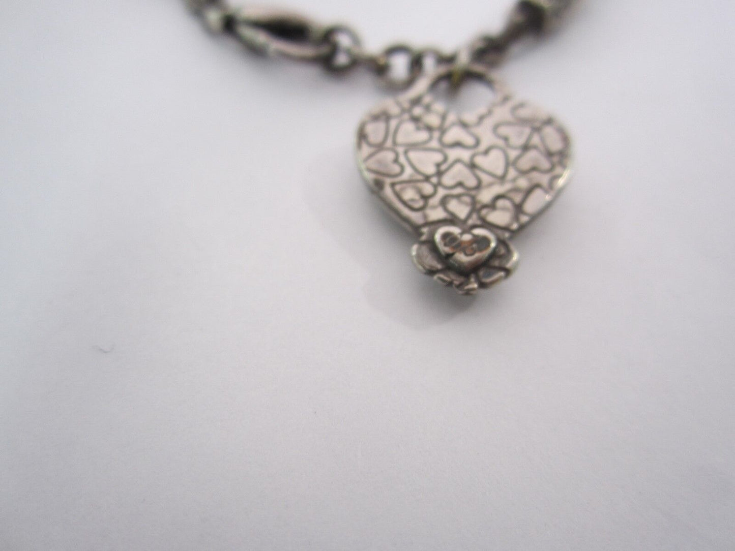 RETIRED Brighton Bracelet 7-8” Silver Plated With Dangle Heart.