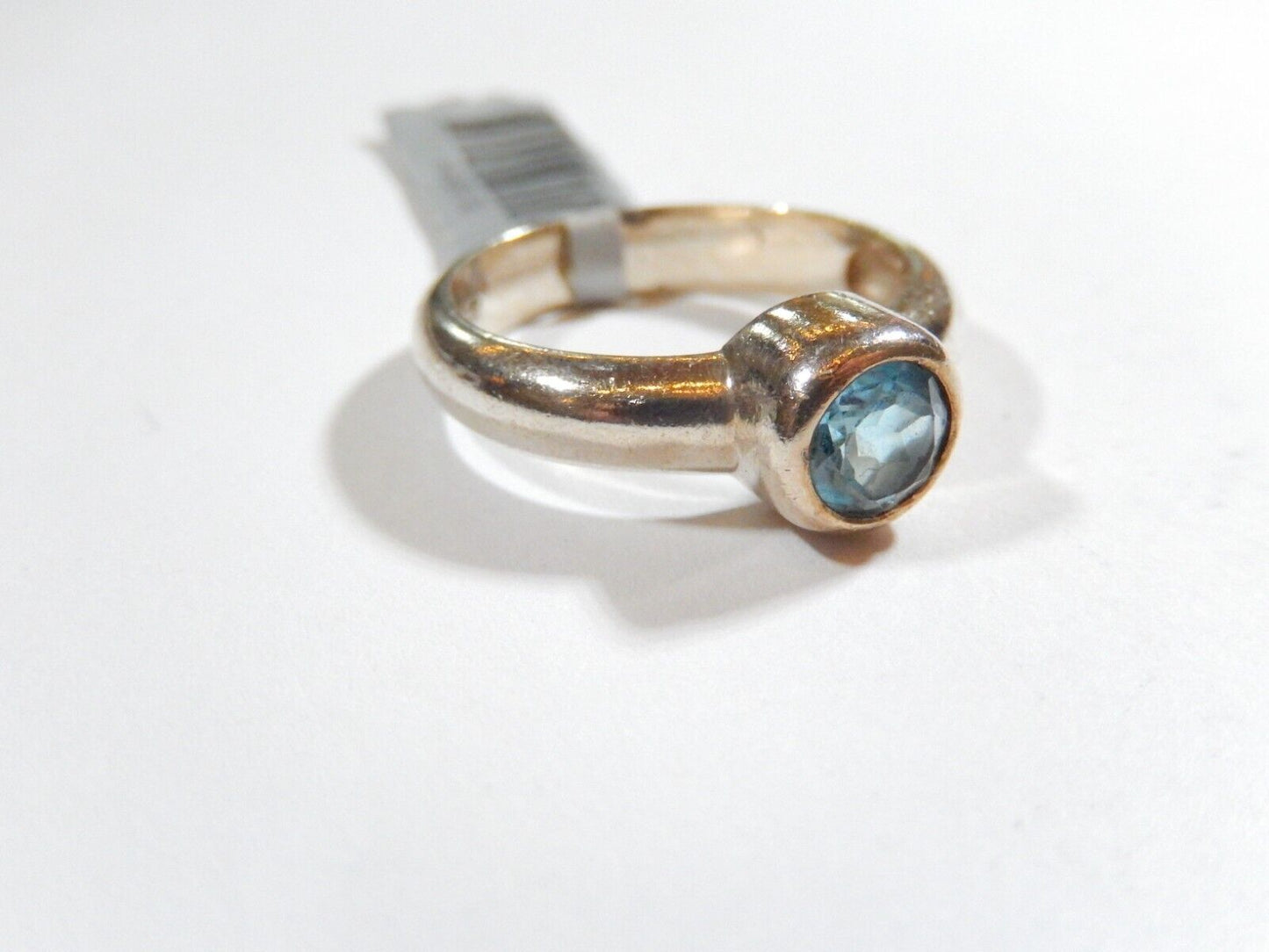 *VINTAGE*  Sterling Silver .75 CT  Bezel Set Blue Topaz Solitaire Ring Size 7.5