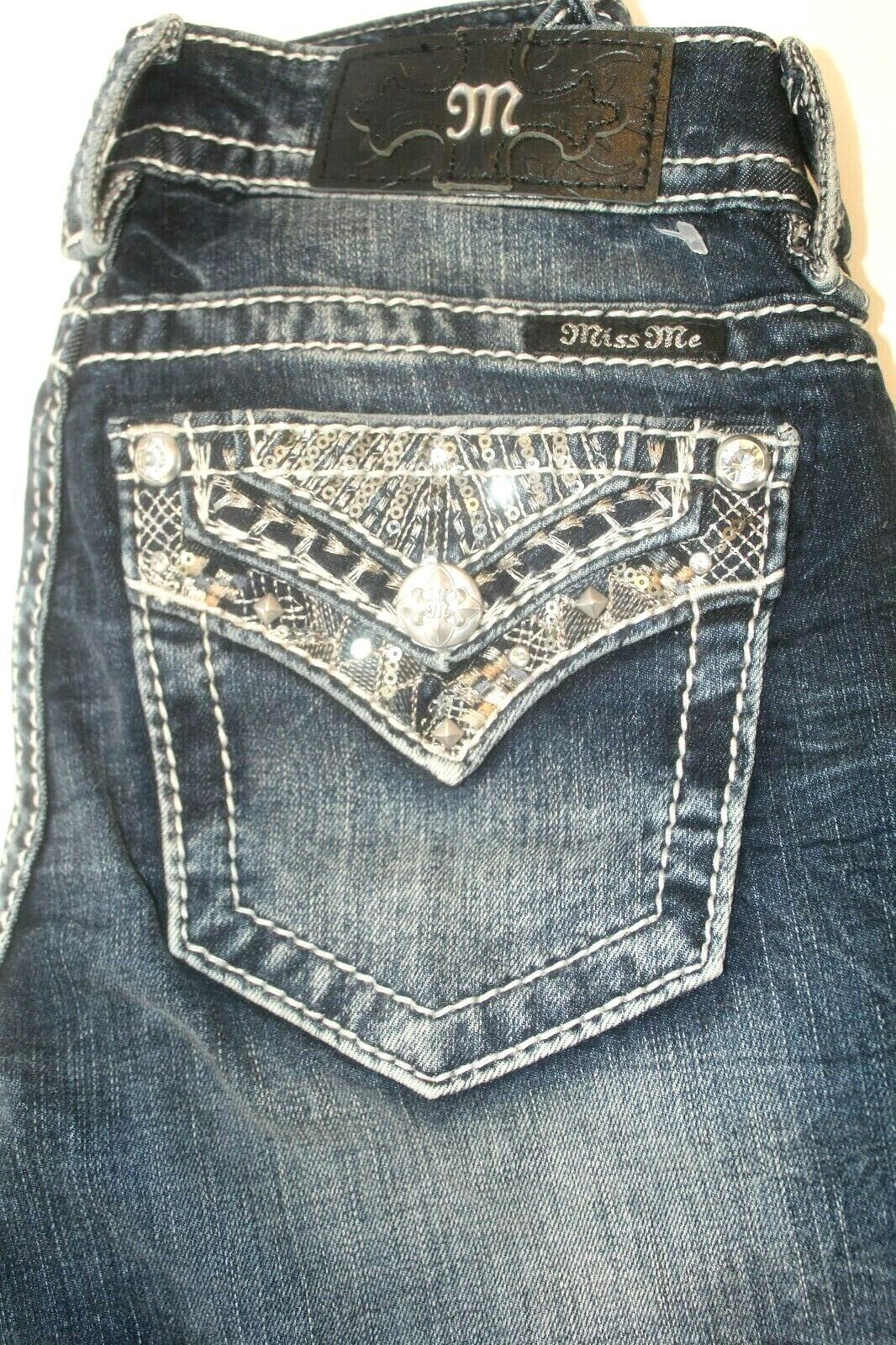 *NWT* $109. MISS ME WOMEN CHLOE BOOT EMBELLISHED JEANS SIZE 26 x 34