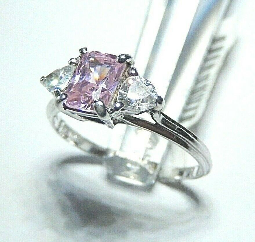 *NWT* 10K WHITE GOLD 1.50CT  PINK SAPPHIRE & DIAMOND RING SIZE 9.5