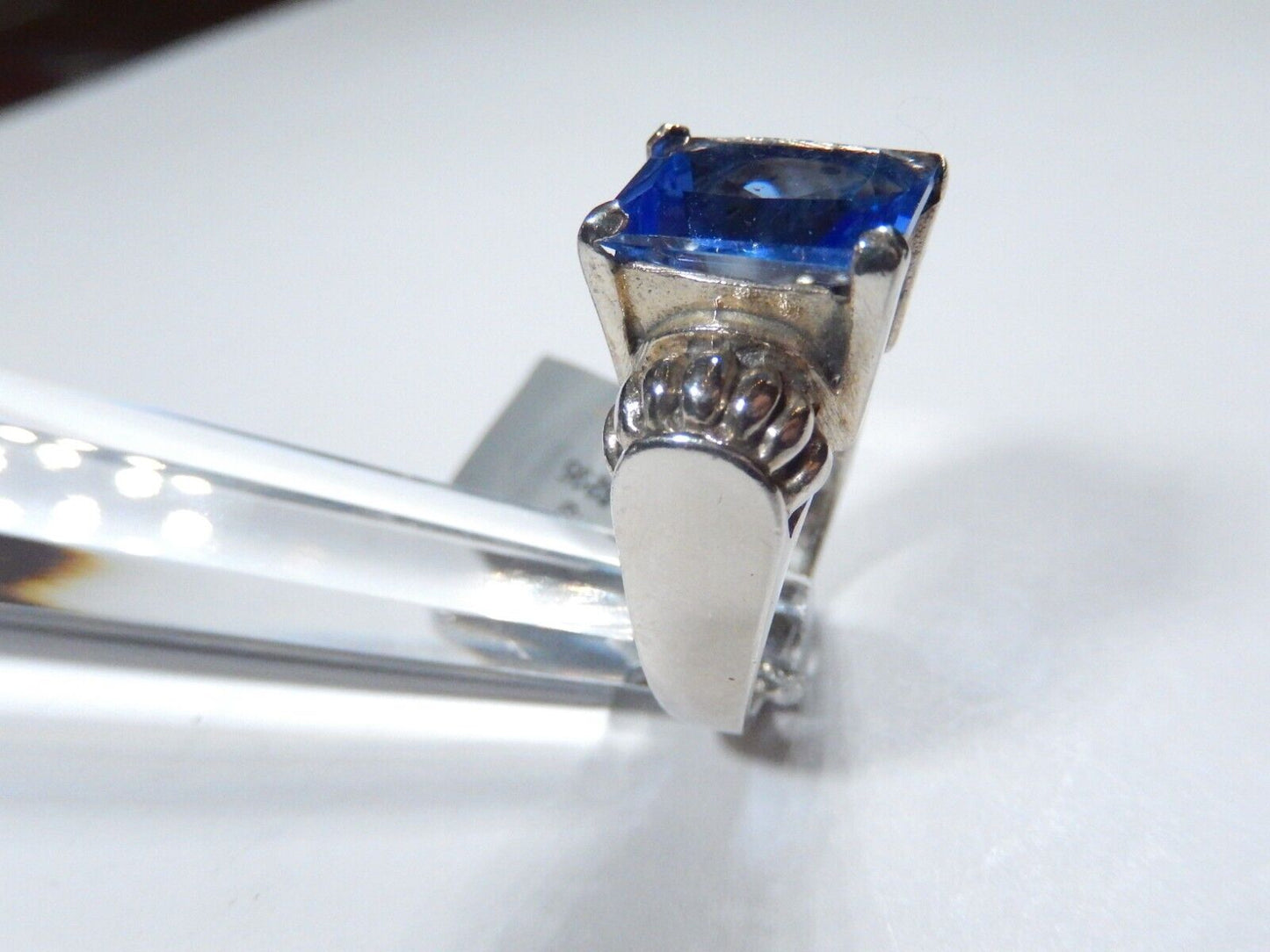 *VINTAGE*  Art Deco 925 Sterling Silver 10.0 CT Tanzanite Lab Ring Size 7