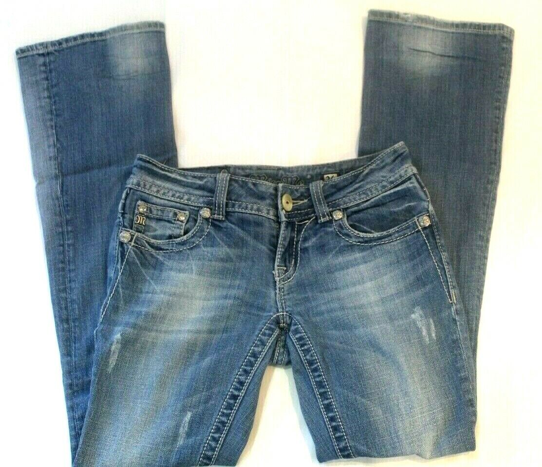 Miss Me Jeans  Beautiful Design With Crystals Boot Cut JP536582 Sz 26 x 33