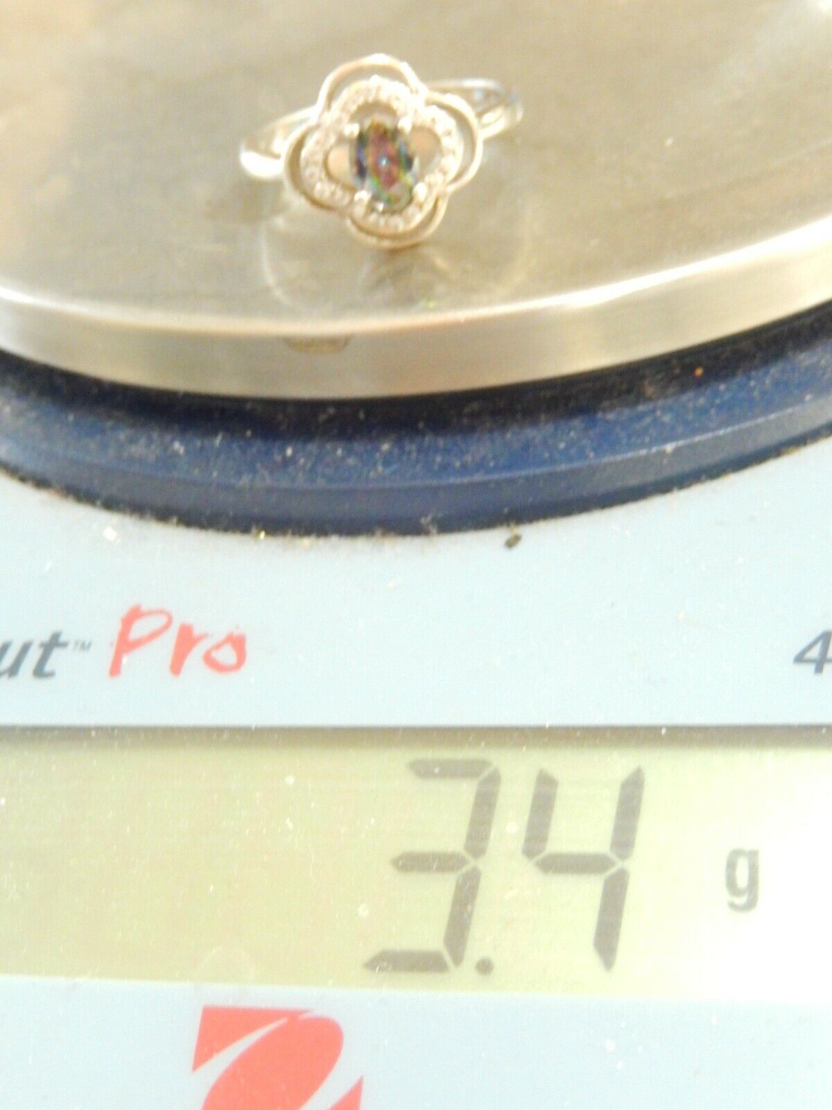 *VINTAGE*  Sterling Silver 925 Oval Mystic Topaz Cz Ring Size 8.25