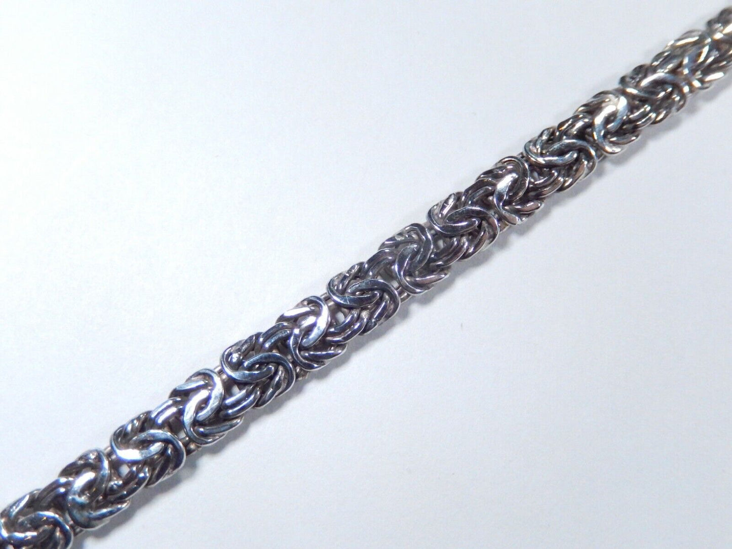 *VINTAGE* Sterling Silver Polished 6 mm Flat Byzantine Chain 7 in Bracelet