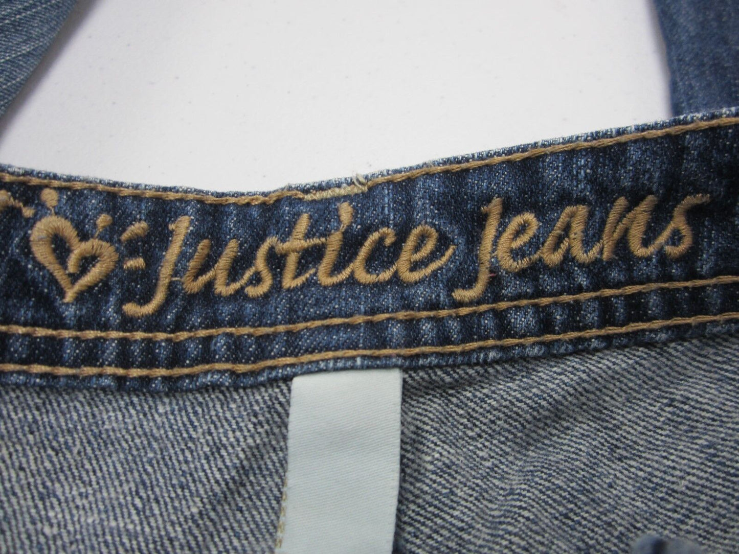 MINT Justice   Girl's Blue Jeans Cuffed Leg Size 12S Simply Low Distressed Stud
