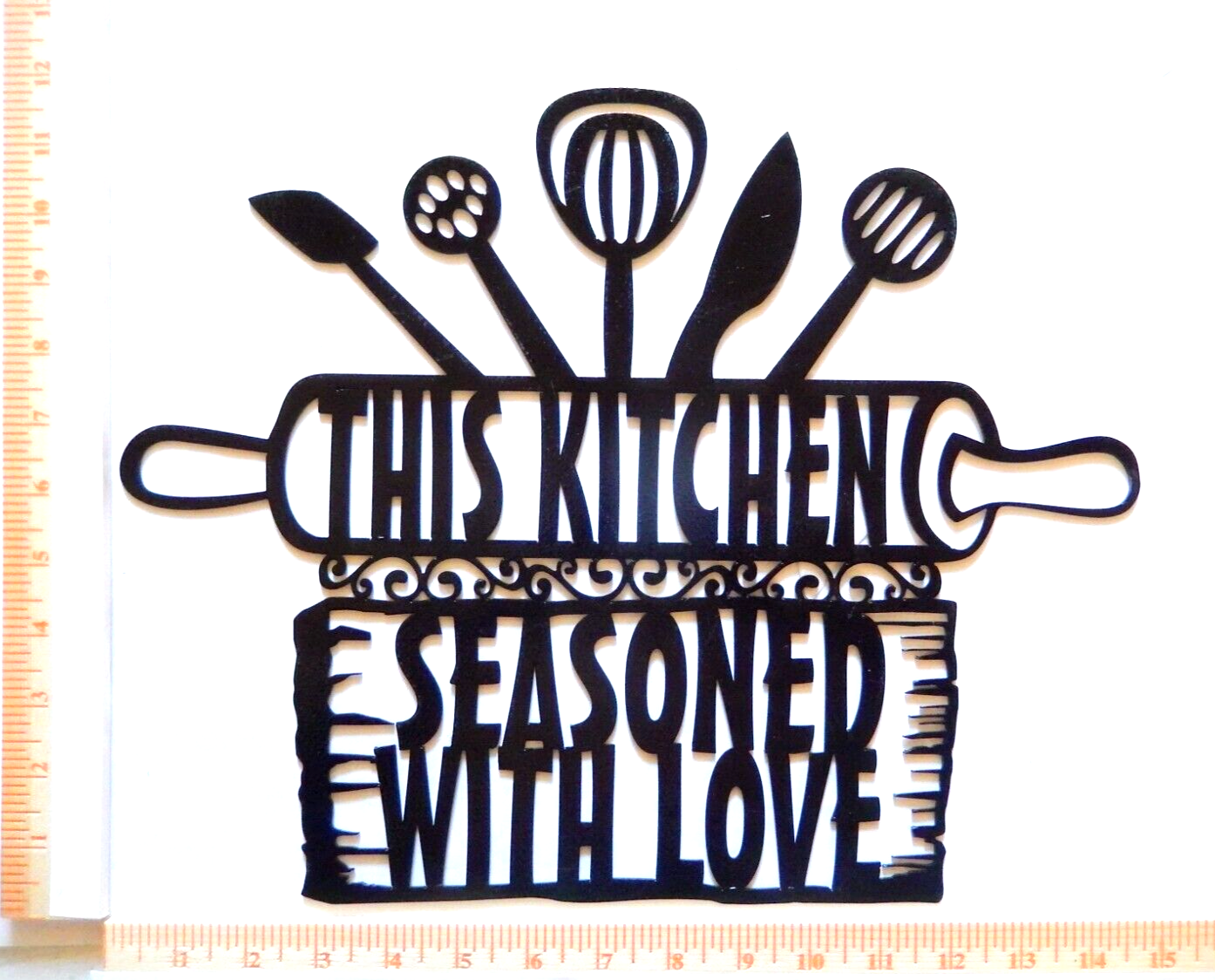 ~NEW~ 14ga. "This Kitchen Is Seasoned With Love " Metal Wall Art ~ 15" x 12"