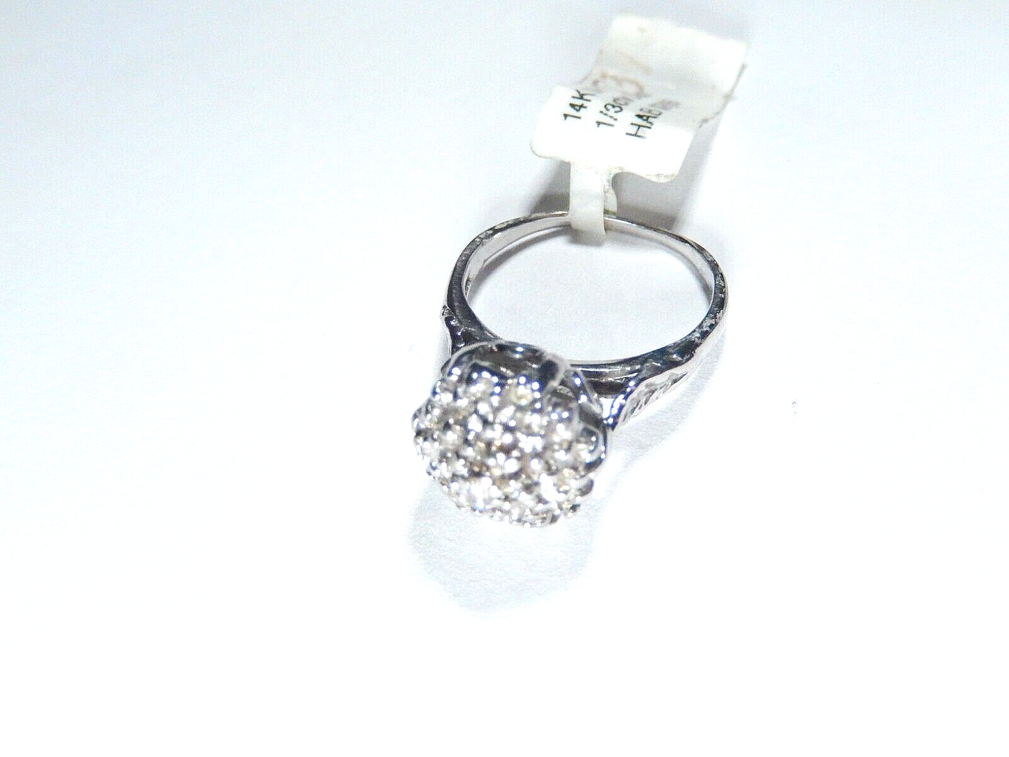 *VINTAGE*   14k White Gold Round .33CT Natural Diamond Cocktail Ring Size 5.5