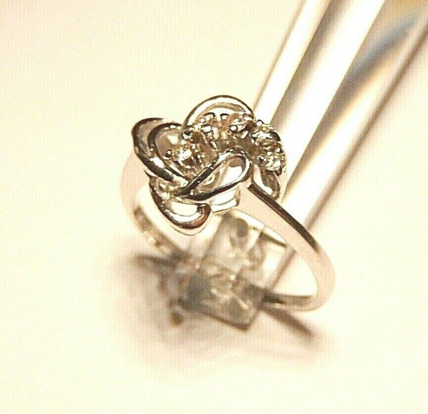 *NEW*  14K WHITE GOLD LADIES FREE FORM DIAMOND RING SIZE 6.5