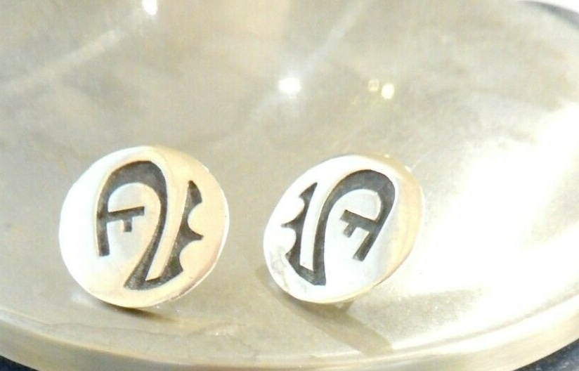 Native American Navajo Sterling Silver Handmade Button Style Earrings