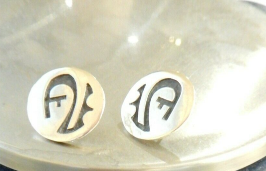 Native American Navajo Sterling Silver Handmade Button Style Earrings