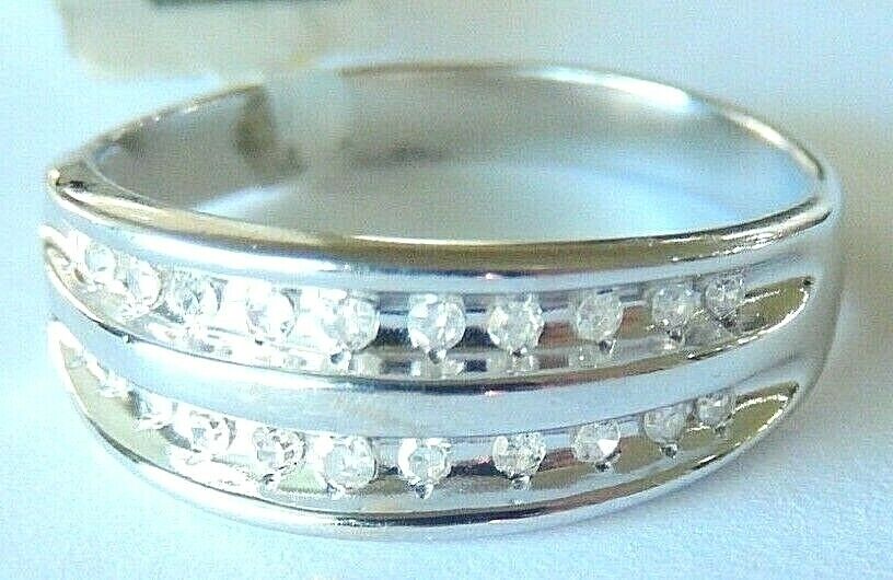 *NWT* Double Row Natural Diamond Anniver/Wedding  Band Ring 0.33 CT 10K Gold 9.5