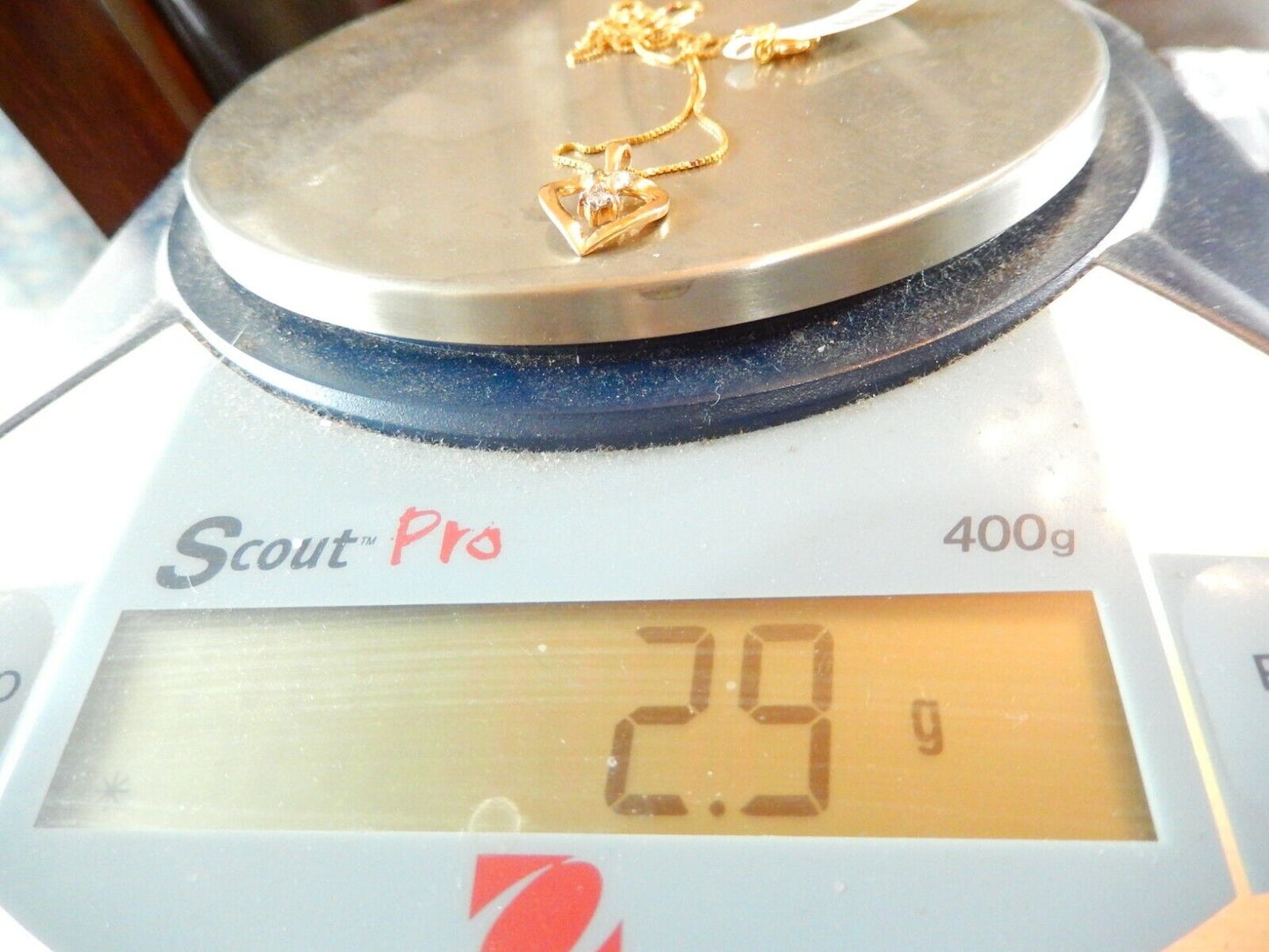*VINTAGE*  10K Yellow Gold Diamond Solitaire Heart Pendant with 18" Chain