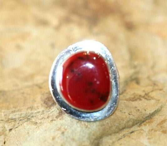 *VINTAGE*  Large Signed TAXCO Sterling Silver RED  CORAL RING Size 9.5