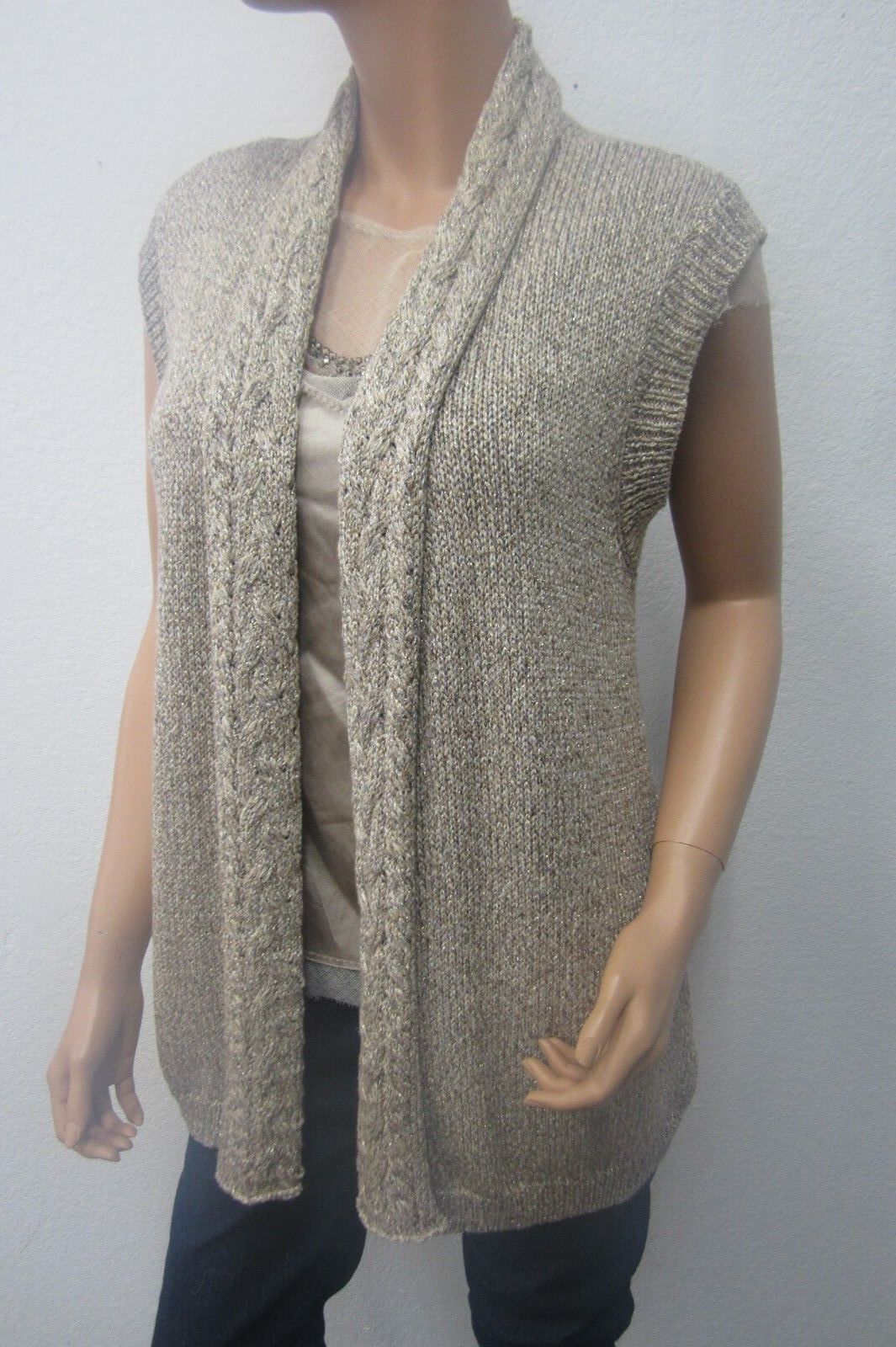 VERY NICE Chico's Open Front Cardigan Sweater Short Sleeve Womens XL (1)