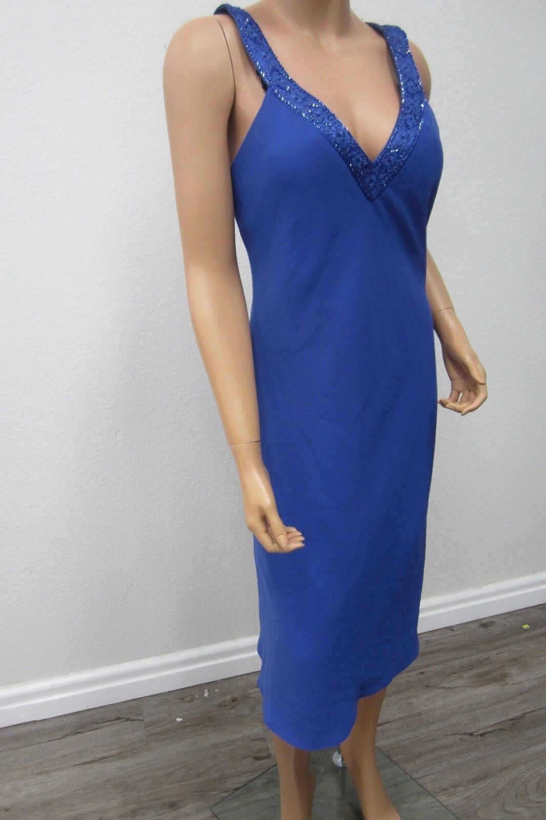 *NWT* Jones New York Dress Designer Beaded Deep Blue Dress Lined Size 12