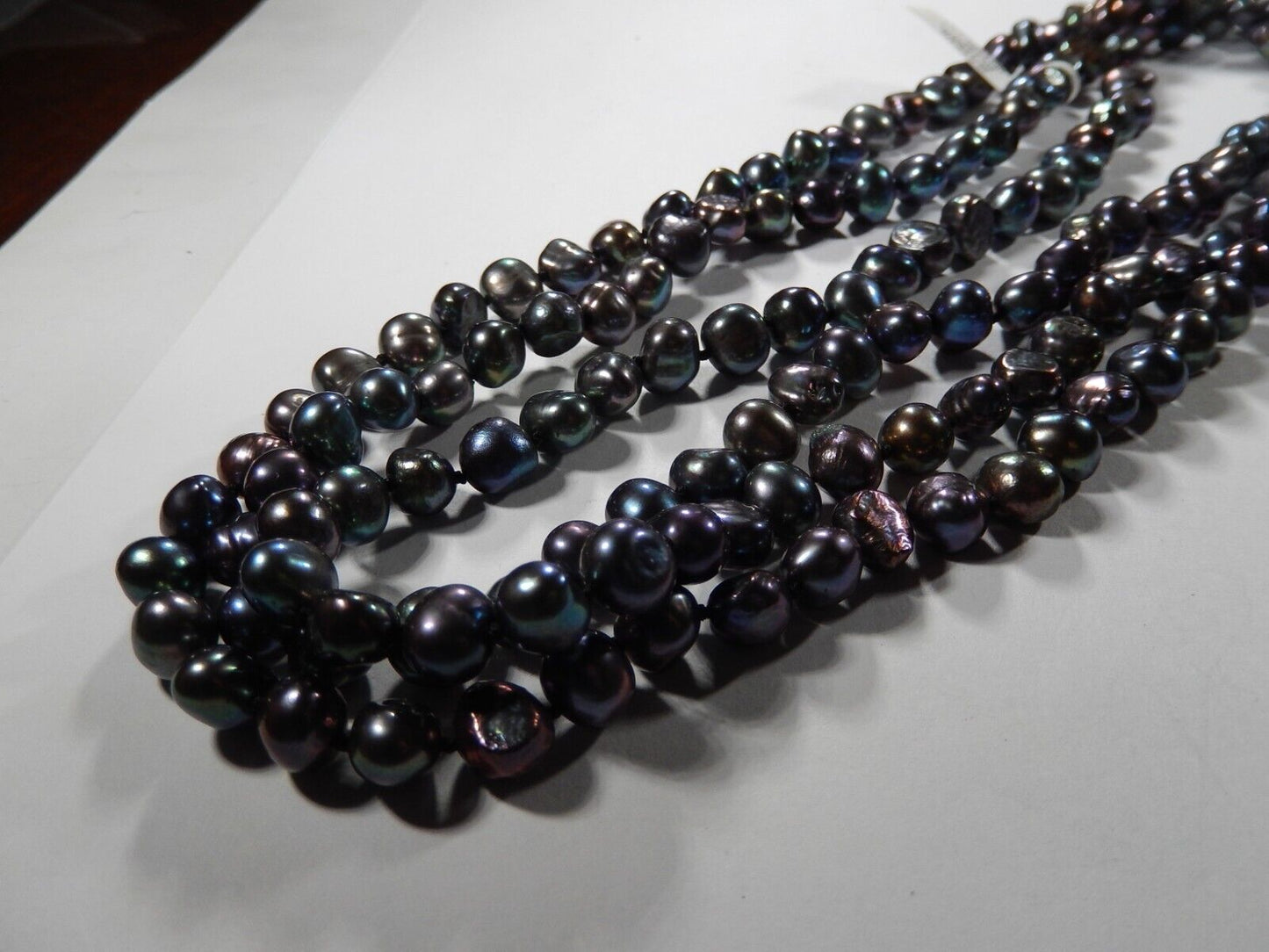 *VINTAGE*   Ultra Long 60" Genuine Gray Tahitian Freeform Baroque Pearl Necklace