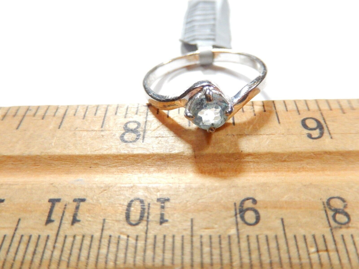 Round Blue Topaz Gemstone Solitaire Twisted 925 Sterling Silver Ring Sz 8