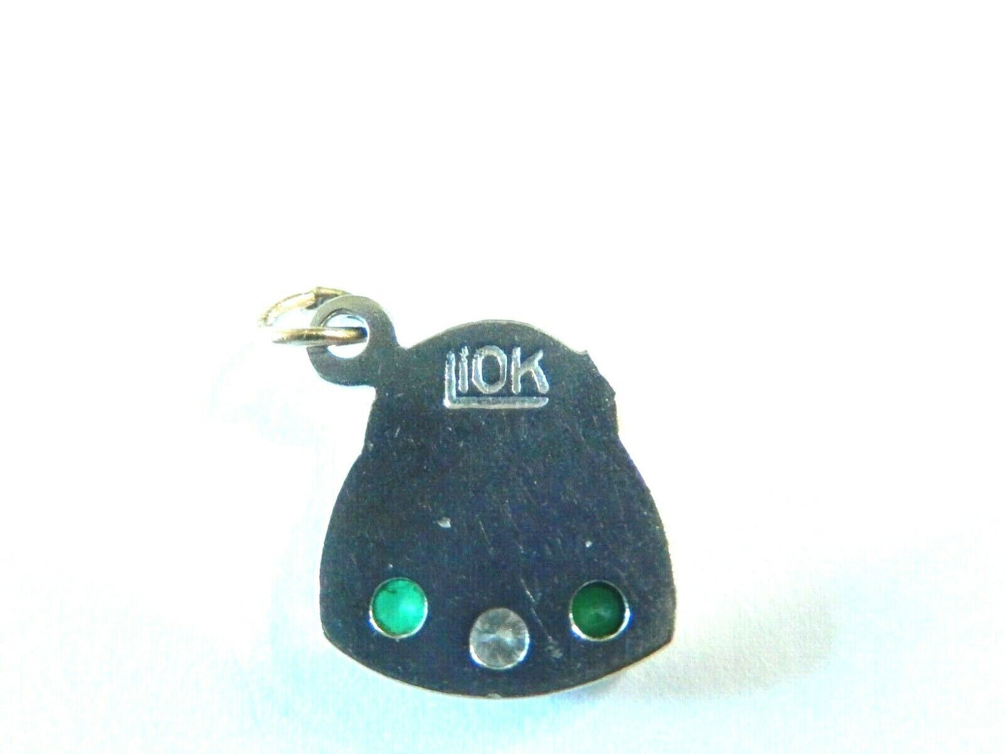 *VINTAGE* 10k White Gold Emerald & Diamond Bell Telephone  Pendant  / Charm