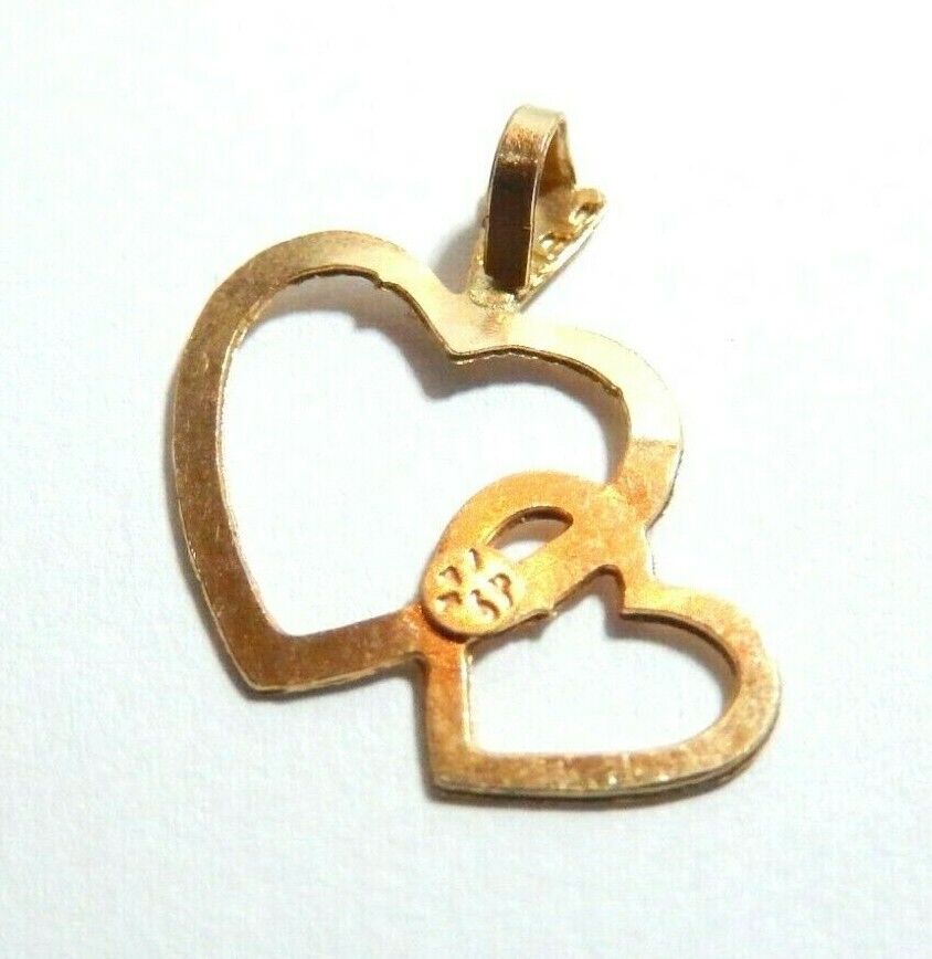 *NEW*  14K Yellow Gold  Double Heart Pendant  - 3/4" x 3/4"