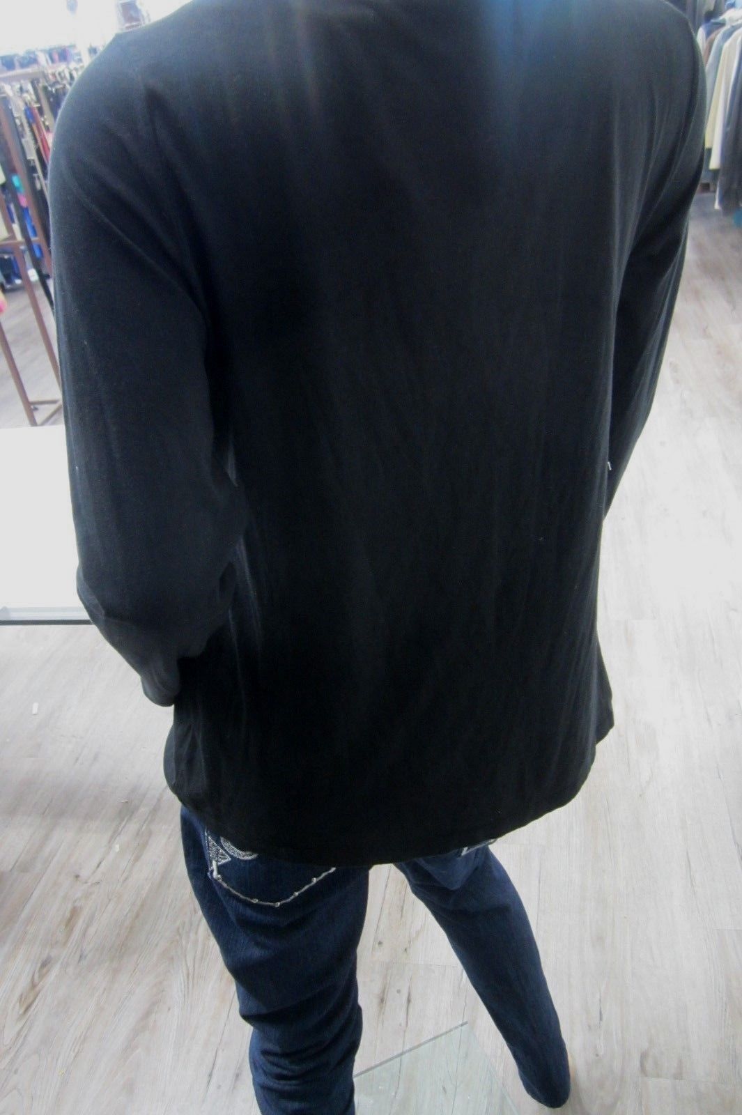 Ann Taylor LOFT Black Cotton Blend Longsleeve Scoop Neck Career Top - Size L