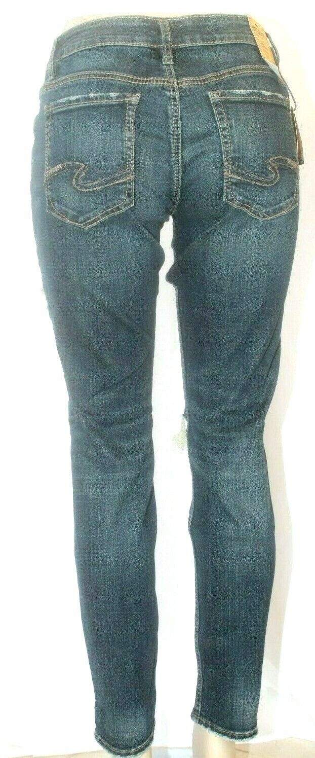 *NWT* Silver Jeans Sam Boyfriend Jeans Slim Leg Mid Rise Indigo Distressed 27x27