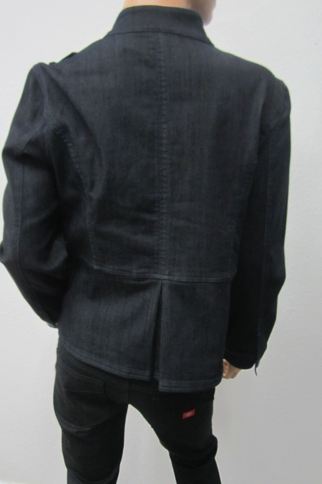RARE *NWT* $129.00  Chico's Blue Jean Military Denim Dark Jacket  Size 1
